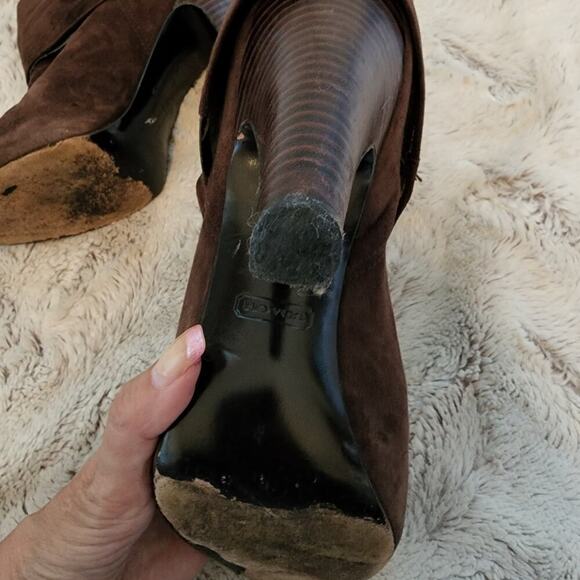 COACH LEATHER / SUEDE BROWN BOOTIES SIZE 8.5 - Picture 13 of 14
